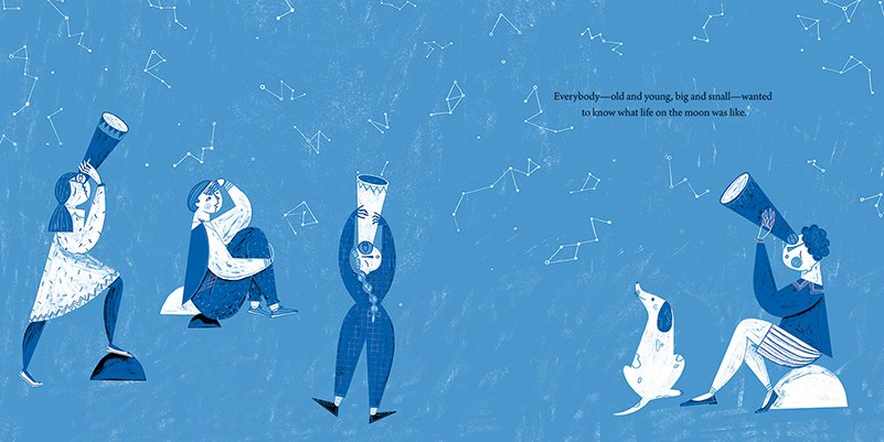 Elephant on the moon, un cuento ilustrado por Sosia Herba y Mikołaj Pasiński