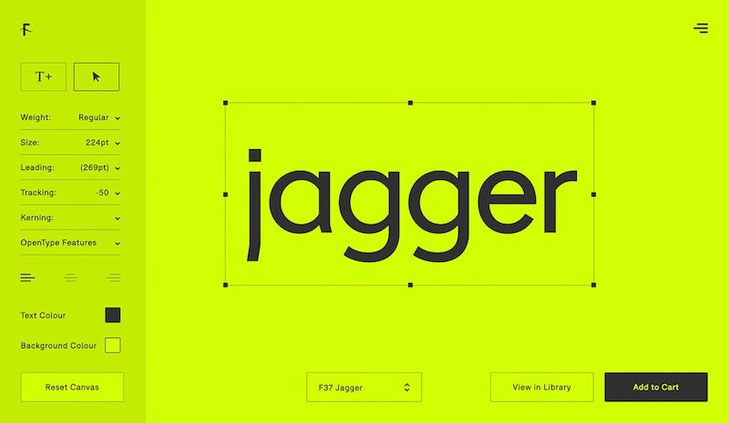 Diseñada por el estudio londinense Face37 para comercializar la tipografía F37.