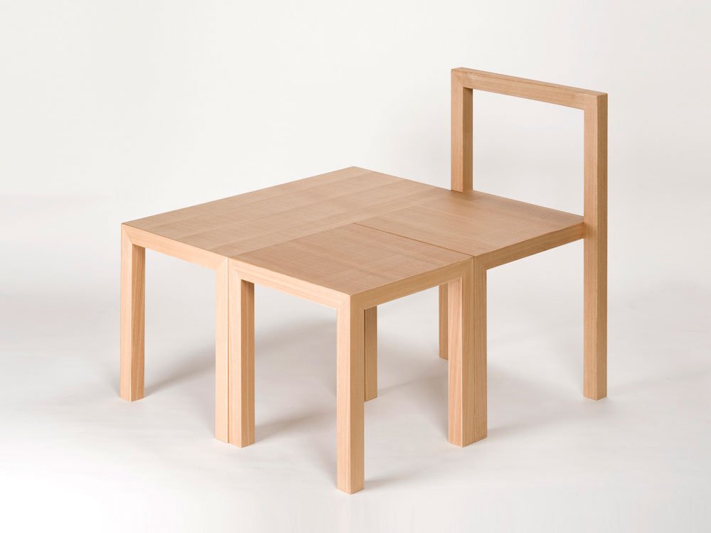 Unit, la unidad compositiva de Nosigner. Mesa, silla y taburete