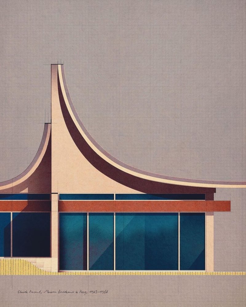 La ilustración arquitectónica de Sander Patelski. Vintage, modernista y fascinante