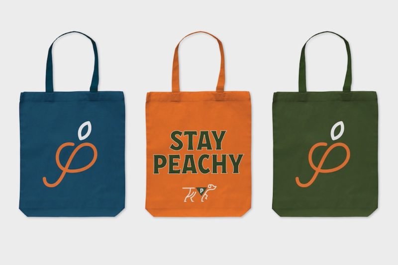 Peach, identidad y packaging de Pentagram. © Nick Cabrera / Emma Roberts
