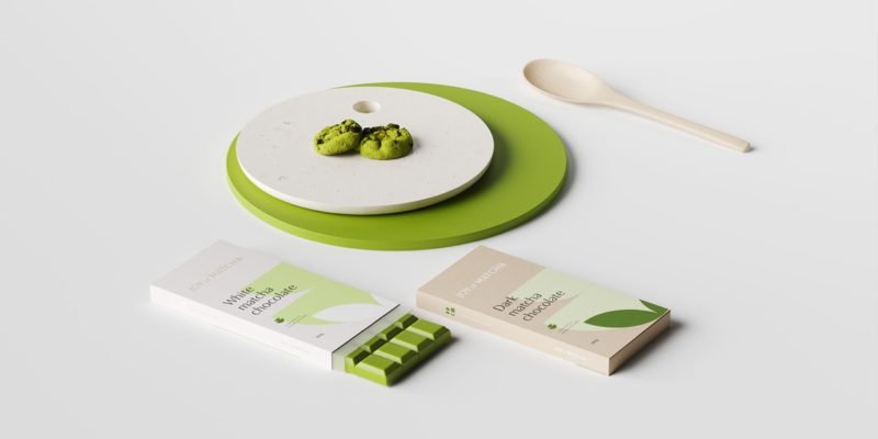 Joy of Matcha, identidad de Sweety. Una iconográfica infusiones de color