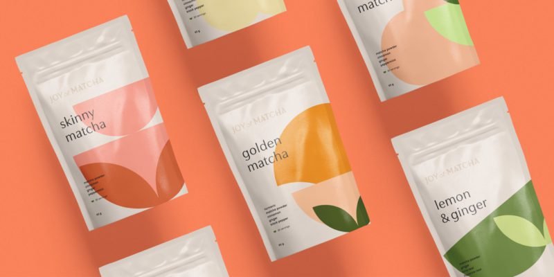 Joy of Matcha, identidad de Sweety. Una iconográfica infusiones de color